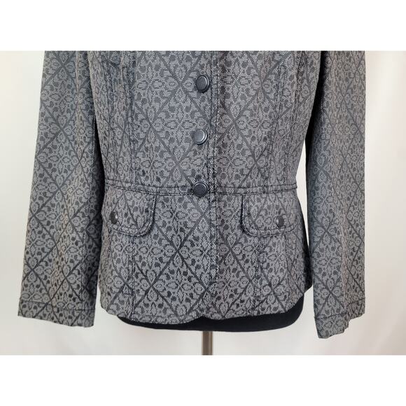 LOFT Ann Taylor NWT Womens Tapestry Floral Long Sleeve Jacket Gray Black Sz 12P - Picture 3 of 8
